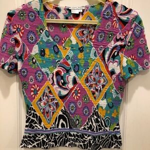 Alberto Makali Short Sleeve Colorful Top